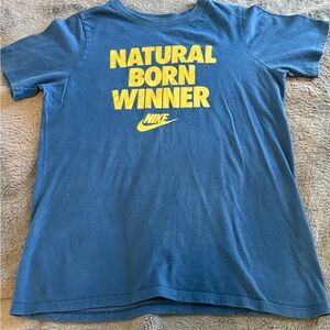Nike boys Athletic cut Size L Natural Born Winner graphic tshirt
